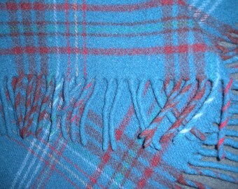Vintage Pendleton Wool Throw Blue Red Plaid Stadium Blanket