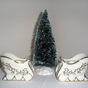 Vintage Christmas Candle Holders  Mikasa Sleigh Shaped Candleholders Tapered Candles