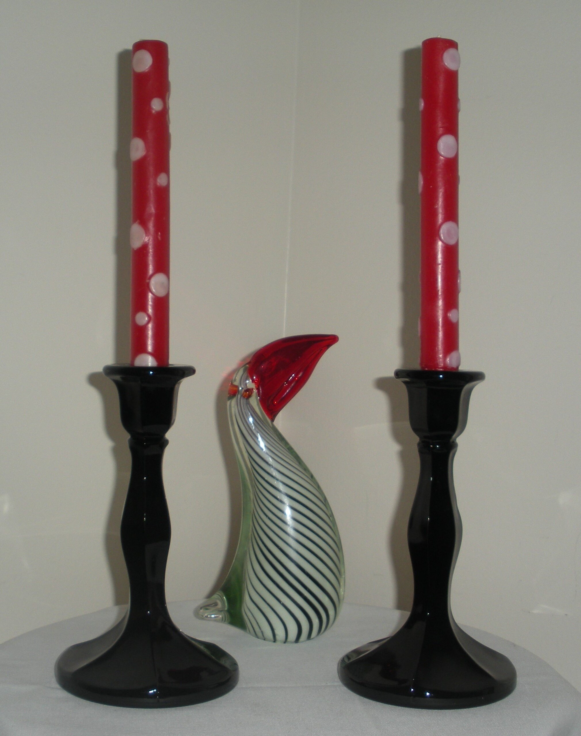 Pair of Vintage Black Glass Candle Holders Black Milk Glass Etsy