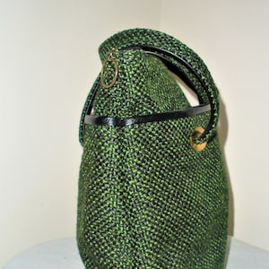 Vintage señoras bolso bolso verde y negro tejido tejido bolso JR Florida U.S.A.