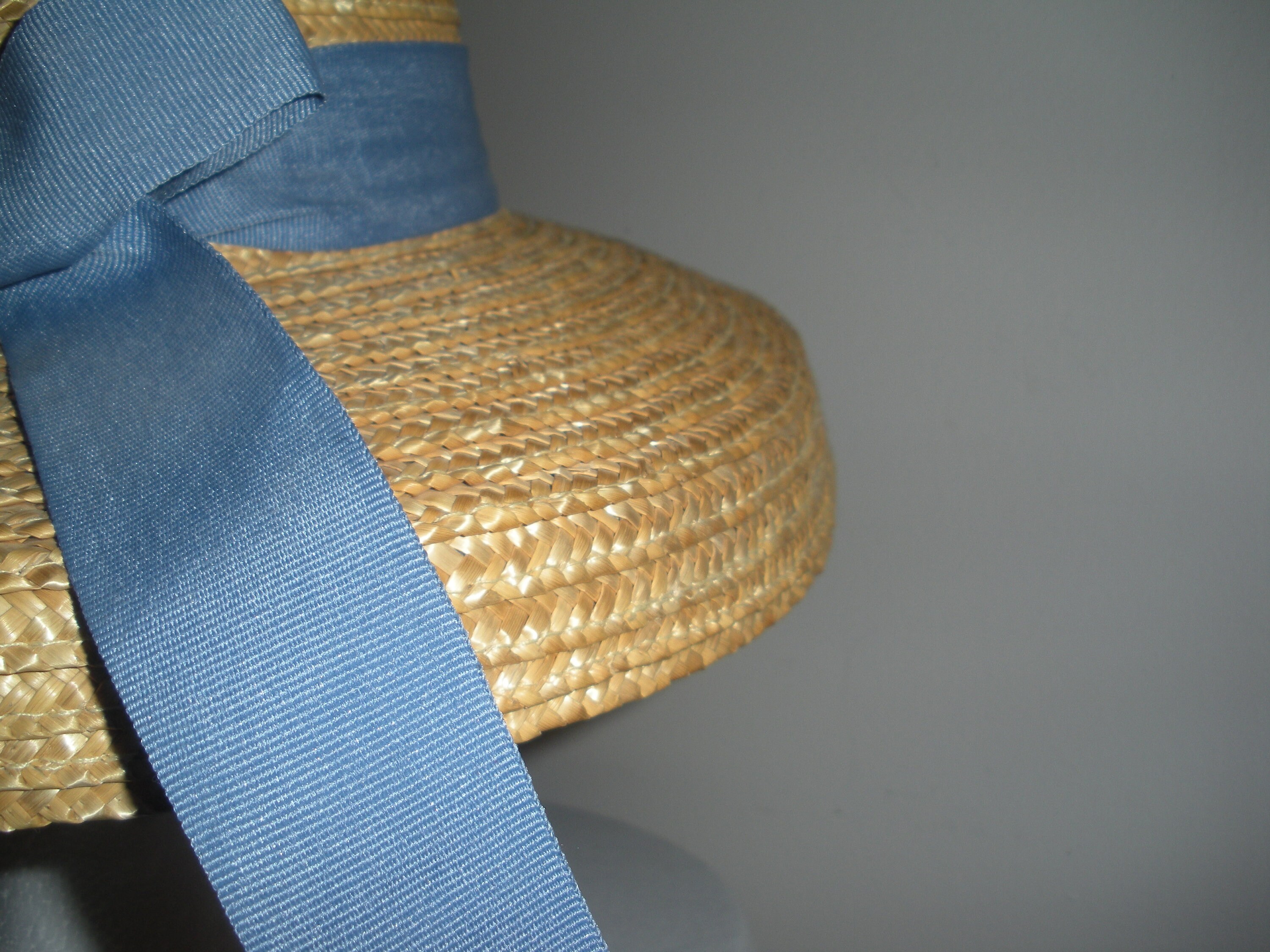 April Cornell Natural Straw Sun Hat with Blue Ribbon Willow Crossley Straw Garden Hat with Blue Ribbon | At Home main image 4