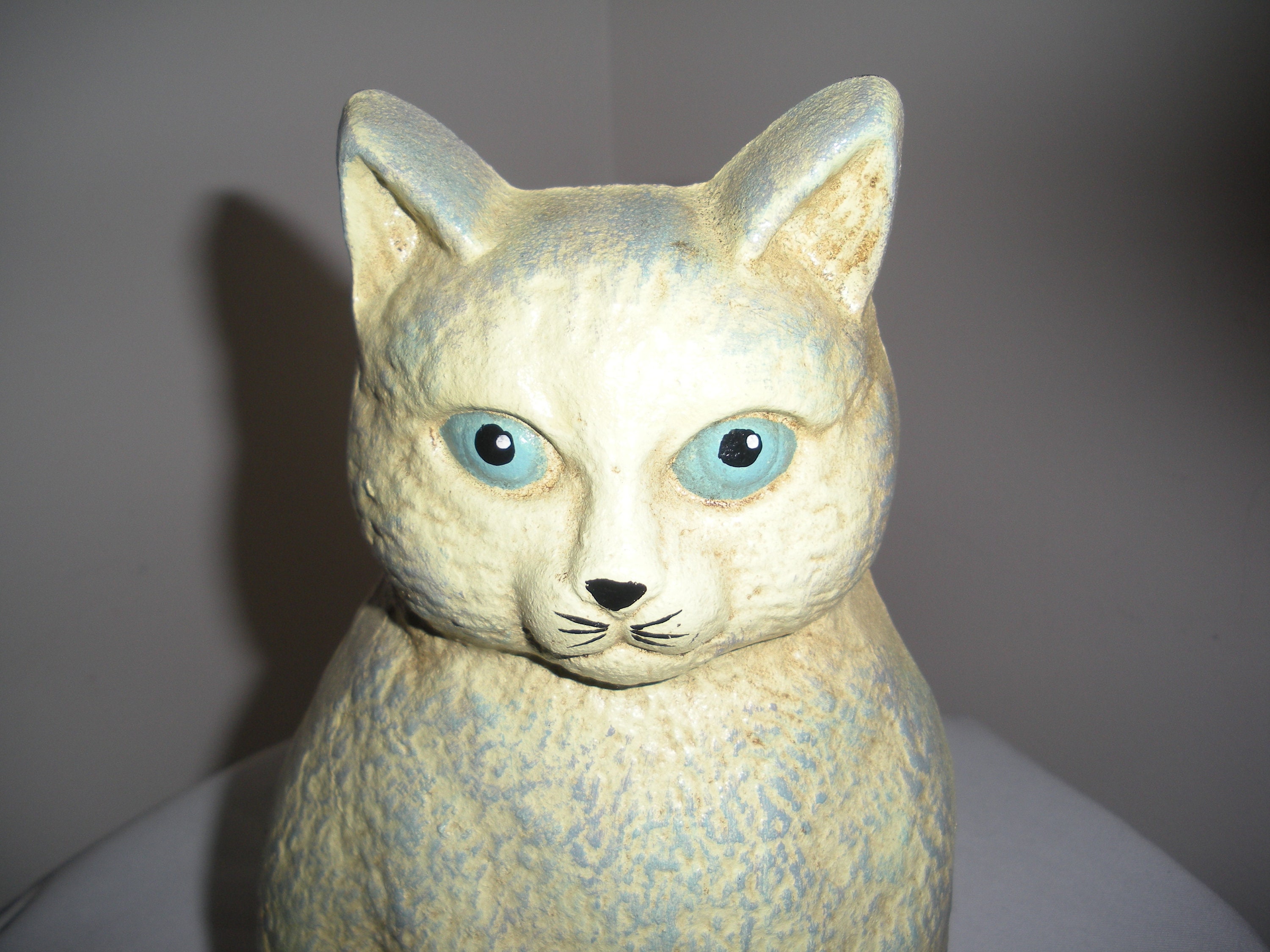 Vintage Metal Cat Door Stop Single Bookend Painted Yellow Cast Etsy