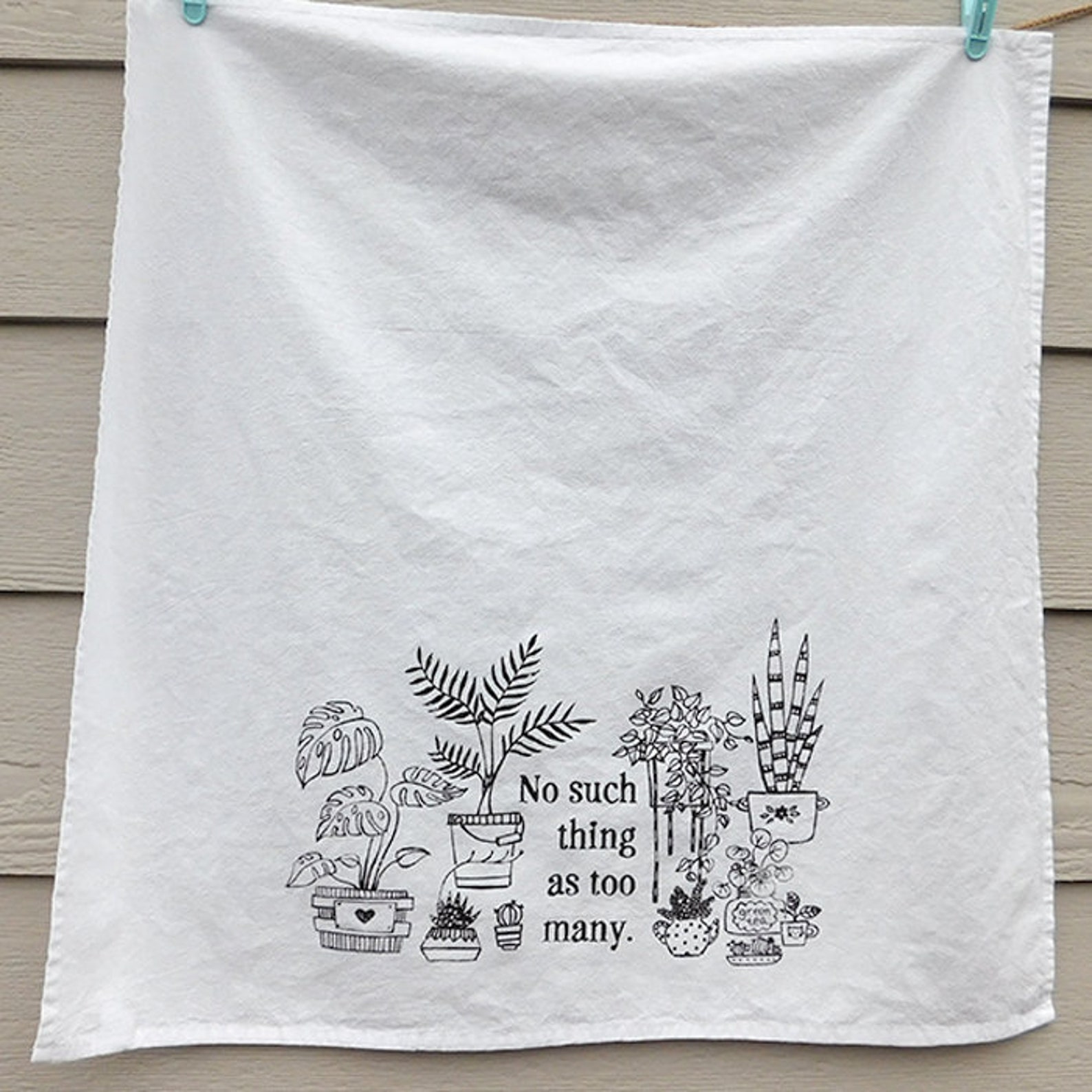 Indoor plants tea towel cotton kitchen towel houseplants Etsy