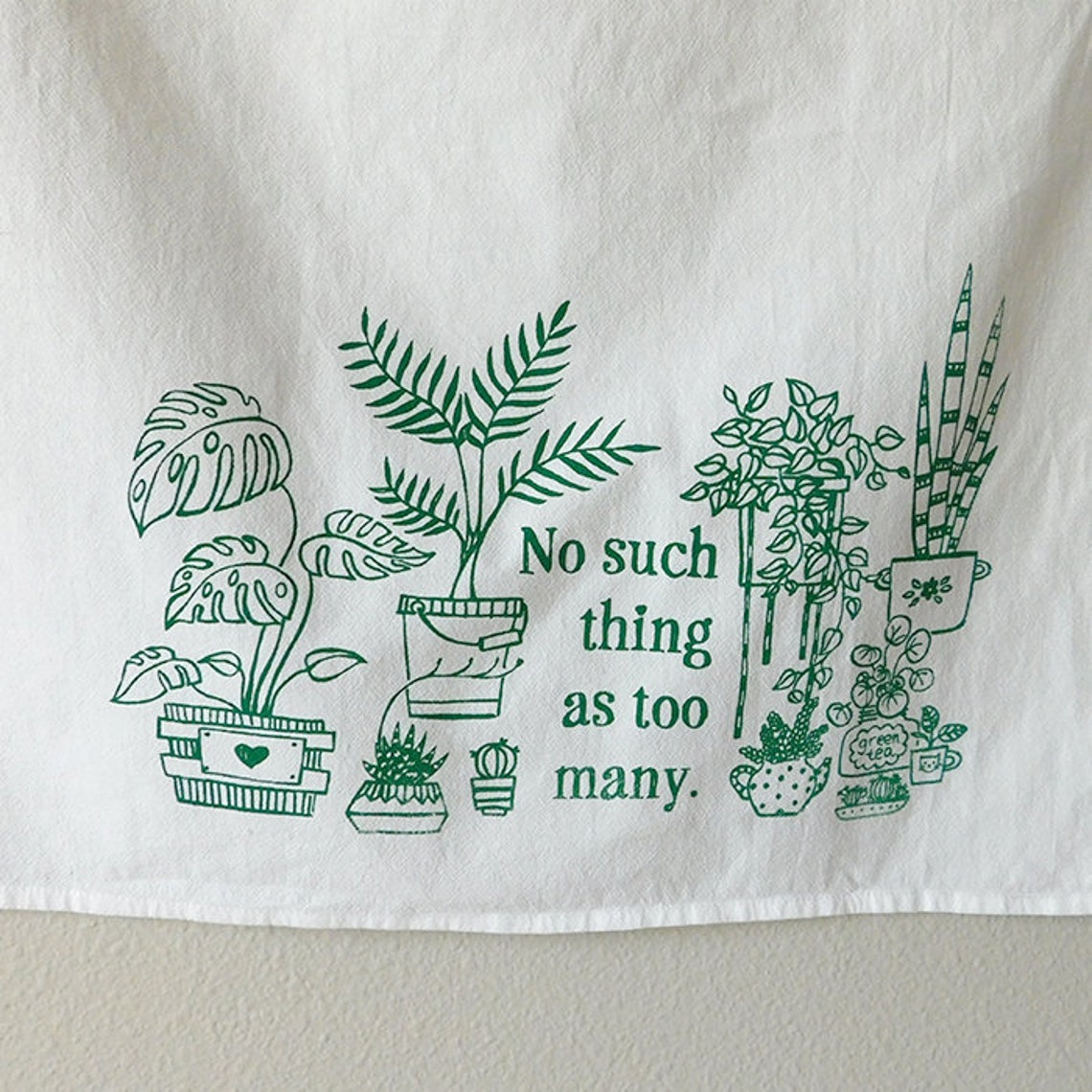 Indoor plants tea towel cotton kitchen towel houseplants Etsy