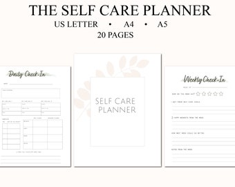 Printable Self Care Planner, Self Care Inserts,  Self Care Journal, Digital Self Care Planner, Instant Download, US Letter, A4 and A5.