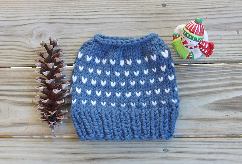 Fair Isle Bun Hat Knitting Pattern Messy Bun Pattern Bun afbeelding 4