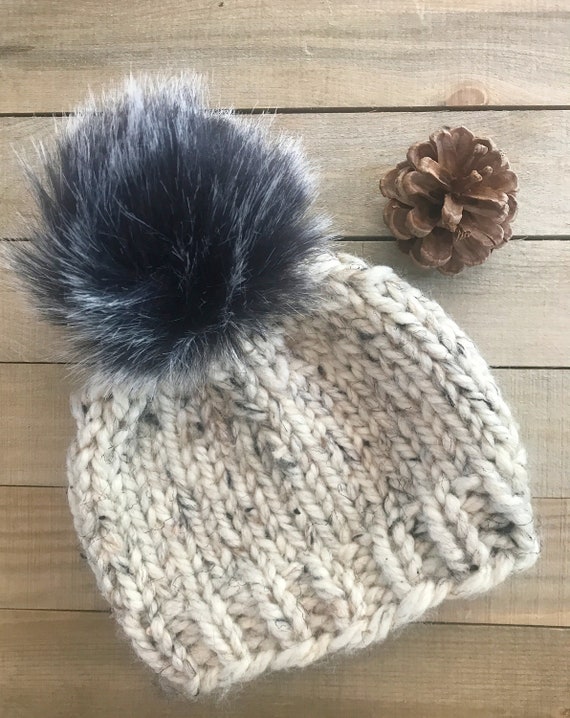 baby fur pom pom hat