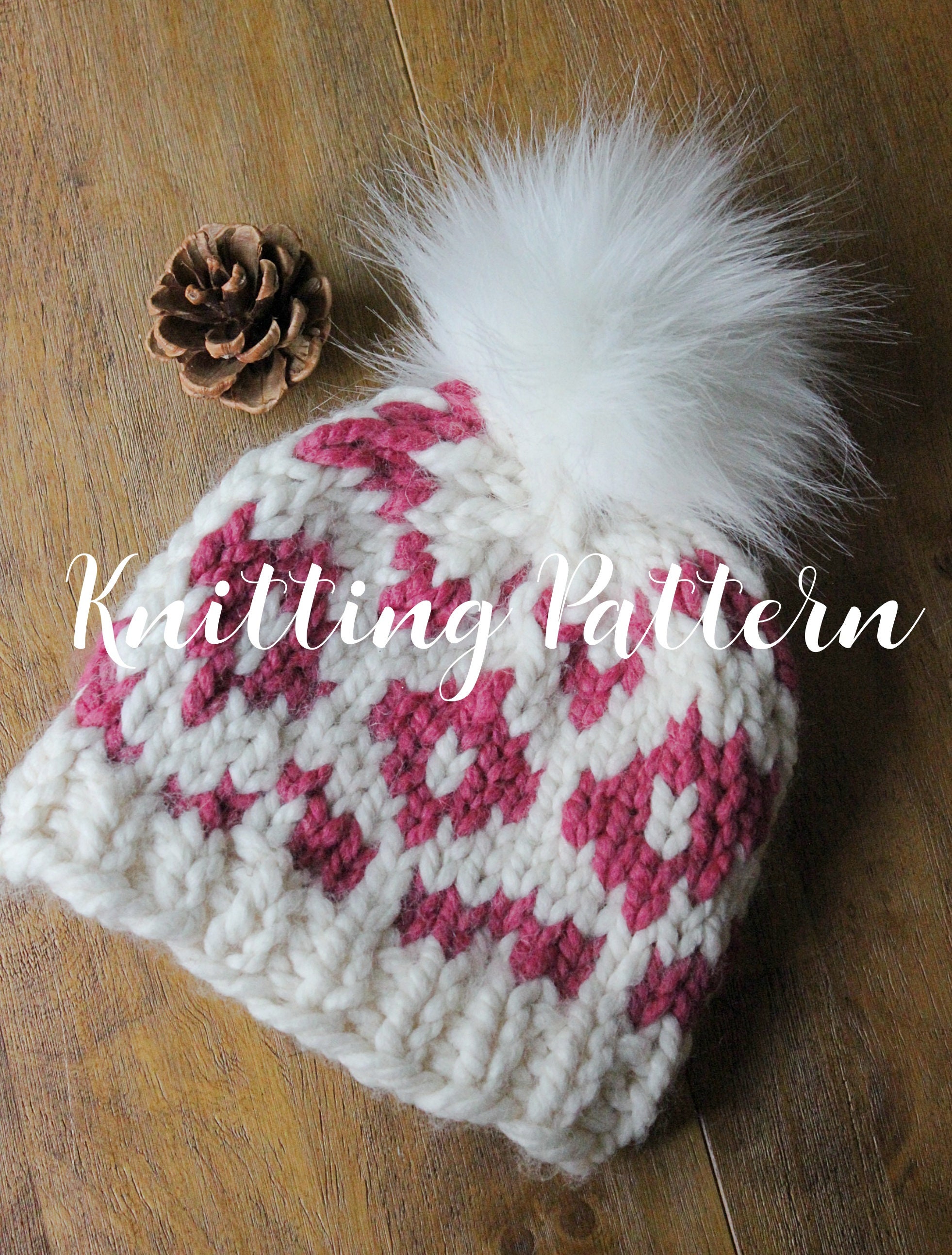 Fair Isle Beanie Knitting Pattern: Chunky Knit Hat (PDF 
