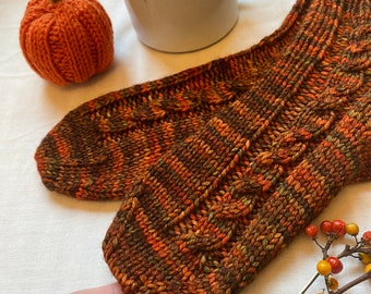 Easy Cabled Sock Knitting Pattern, Video Tutorial, Pattern Support, PDF Download, Malabrigo Rios Yarn,