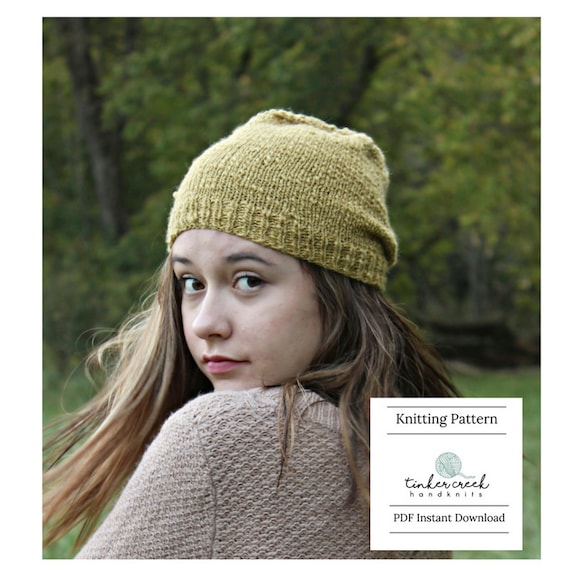 Hipster Beanie Hat Knitting Pattern Knitting Patterns Etsy