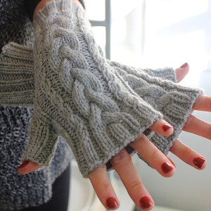 Knitting Pattern, Fingerless Gloves, Knitting Patterns, Gloves, Arm Warmers, Wrist Warmers, Gift, Cabled Gloves, Knit, Knitting, Pattern image 9