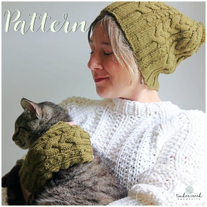 Knitting Pattern for Womens Cable Knit Hat, Knitting Patterns, Womens Pom Pom Hat, Knit Pom Hat Knitting Pattern, Pom Pom Beanie Hat