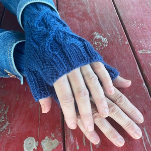 Fingerless Mitts Knitting Pattern, Cables, Handwarmers Pattern, Worsted Weight Yarn, PDF Instant Download with Pattern Support image 2