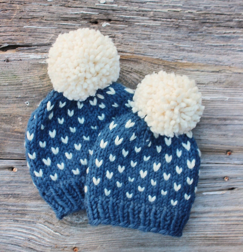 mother and baby pom pom hats