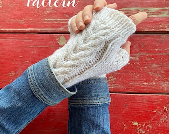 Cable Knit Fingerless Gloves Pattern: Narnia Inspired Mitts (PDF Download)