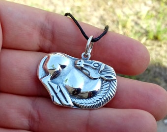 Scythians horse silver necklace, Pagan jewelry, Ancient jewelry replicas, Medieval age, Stallion horse, Animal style pendant, Ethnic style