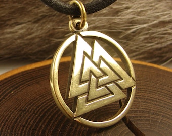 Valknut bronze pendant, Viking jewelry, Norse, Scandinavian, Asatru, Valknut necklace, Viking talisman, Valknut jewelry, Nordic odin symbol