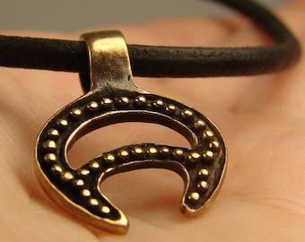 Lunula bronze pendant, Pagan jewelery, Moon sumbol, Mideval jewelry, Women's amulet, Ancient jewelry Lunula, Slavic pendant, Moon necklace