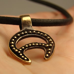 Lunula bronze pendant, Pagan jewelery, Moon sumbol, Mideval jewelry, Women&#39;s amulet, Ancient jewelry Lunula, Slavic pendant, Moon necklace