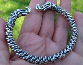 Viking bracelet, Silver, Ragnar Lothbrok, Viking jewelry, Ragnar bracelet, Torc bracelet, Celtic bracelet, Viking armband, Dragon, Norse