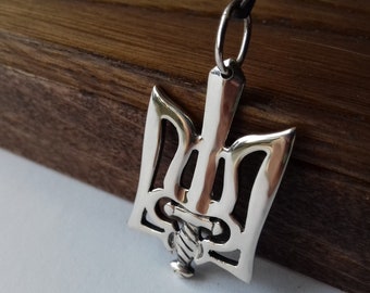 Silver Trident pendant, Ukraine symbol Trident necklace, Ukraine style jewelry, Ukraine Tryzub, Ukrainian Trident, Ethnic Trident necklace