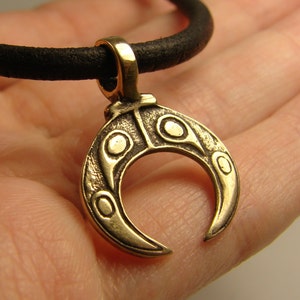 Lunula bronze pendant, Pagan jewelry, Slavic pendant, Moon crescent, Lunitsa, Viking and slavonic jewelry, Lunitsa necklace, Women's amulet