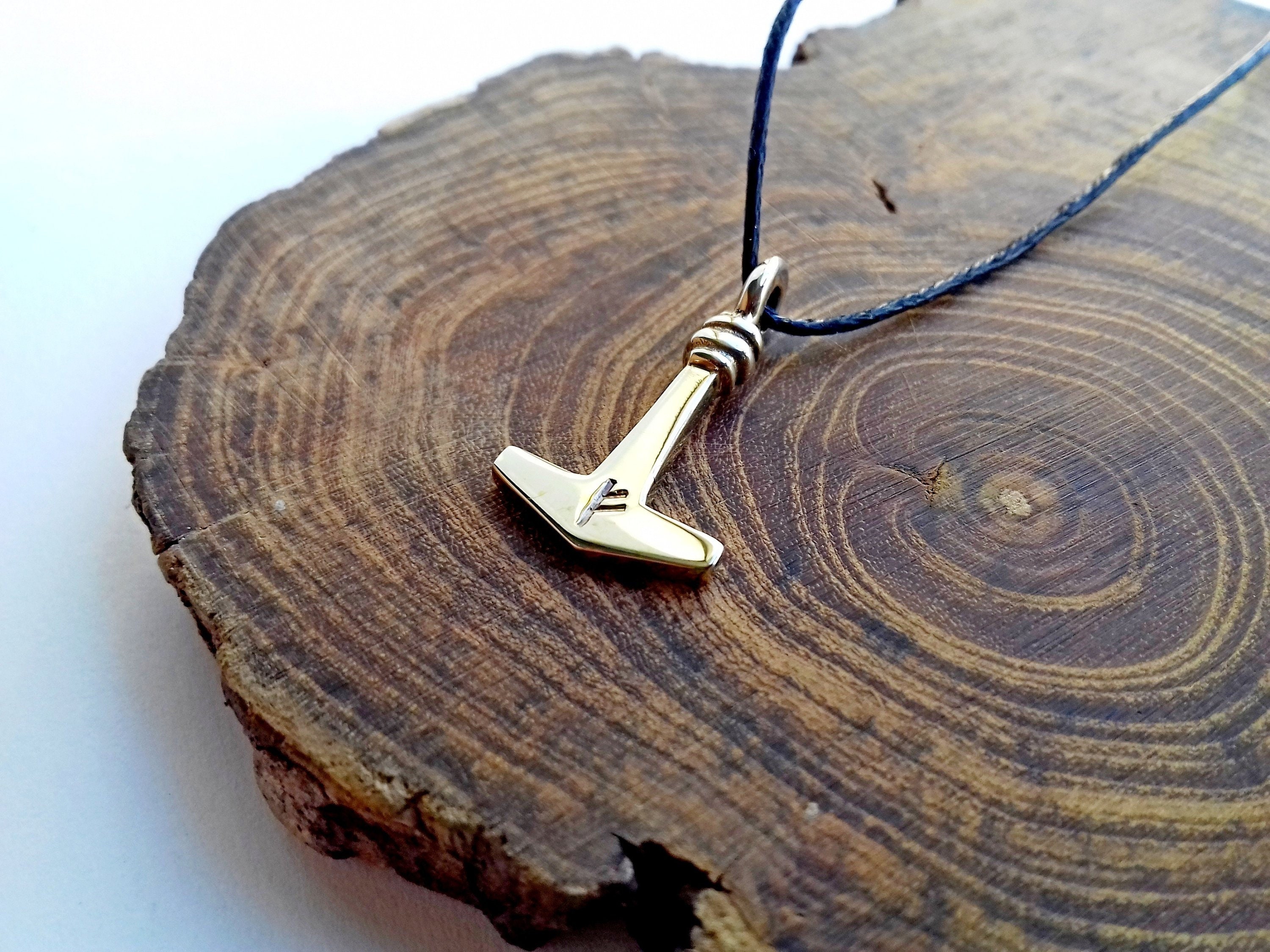 Bronze Thors Hammer Uhtred Necklace Pendant Bear Head Asatru Leather
