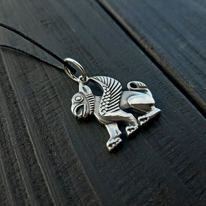 Gryphon salver pendant, Griffon, Fantasy pendant, Historical necklace, Pagan jewelry, Replica, Griffin medieval, Mythical lion, SCA, Slavic image 6