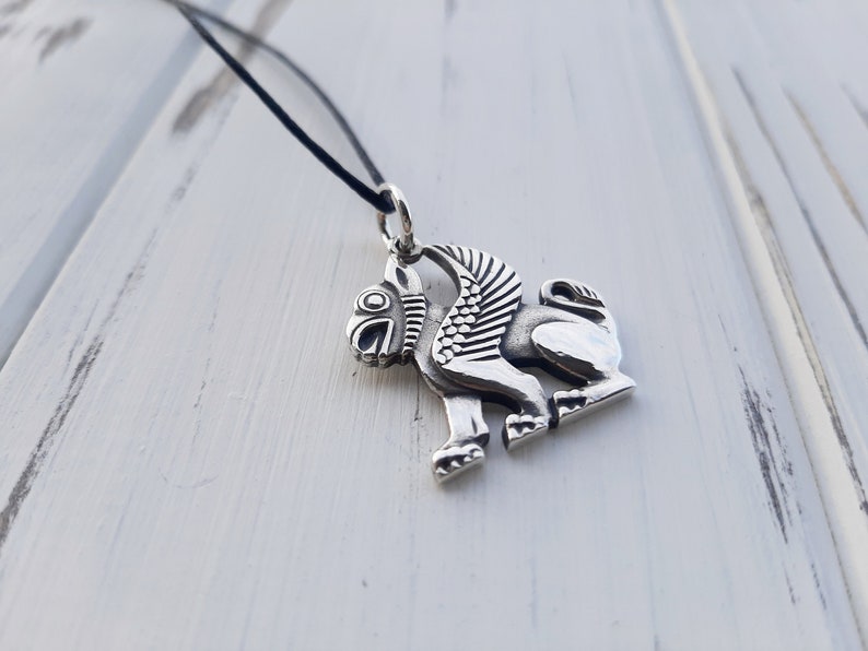 Gryphon salver pendant, Griffon, Fantasy pendant, Historical necklace, Pagan jewelry, Replica, Griffin medieval, Mythical lion, SCA, Slavic image 1