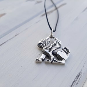 Gryphon salver pendant, Griffon, Fantasy pendant, Historical necklace, Pagan jewelry, Replica, Griffin medieval, Mythical lion, SCA, Slavic image 8
