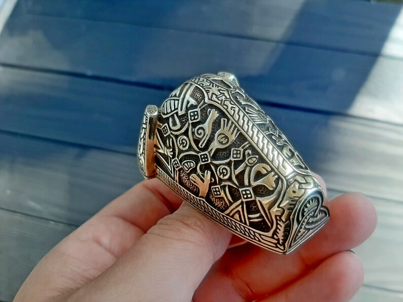 Set med 2 vikingabroscher "björnhuvud", Replika, Rekonstruktionsfibula, Djurhuvud, Medeltida, Nordisk, Hednisk, SCA-dräkt, Vikingasmycken bild 5