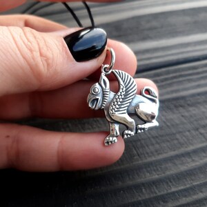 Gryphon salver pendant, Griffon, Fantasy pendant, Historical necklace, Pagan jewelry, Replica, Griffin medieval, Mythical lion, SCA, Slavic image 2
