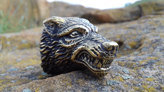 Knife pommel Wolf head, Wild dog Guard bolster pommel, Custom knife making, Knife making tools, Knife materials, Guard handcrafted knife