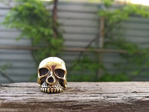 Biker jewelry Human skull bead Anatomical skull Skull spacer Beads for hair Skull head Beads lanyard for knife Silver Momento Mori
