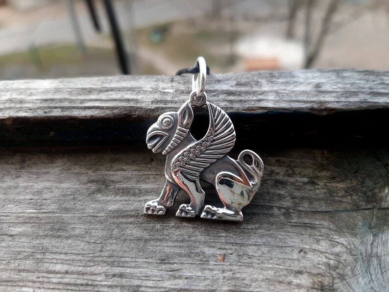 Gryphon salver pendant, Griffon, Fantasy pendant, Historical necklace, Pagan jewelry, Replica, Griffin medieval, Mythical lion, SCA, Slavic image 10
