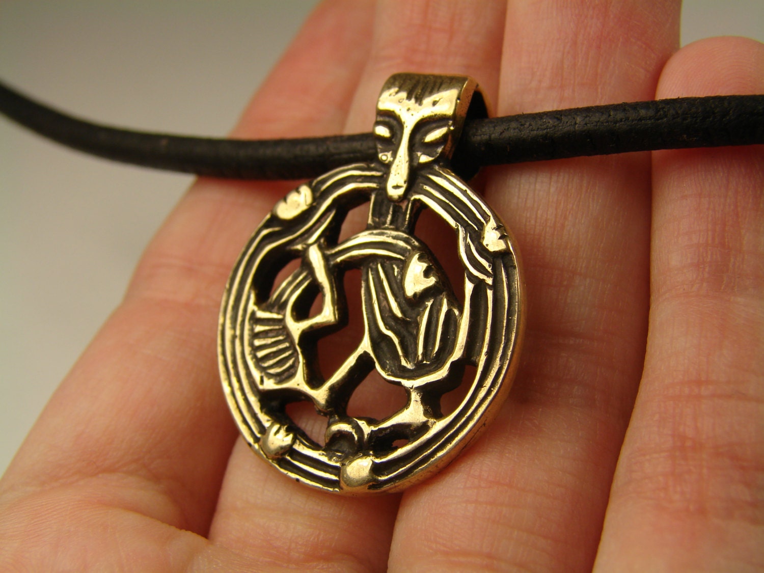 Bronze viking jewelry Borre style Viking pendant Medieval Etsy