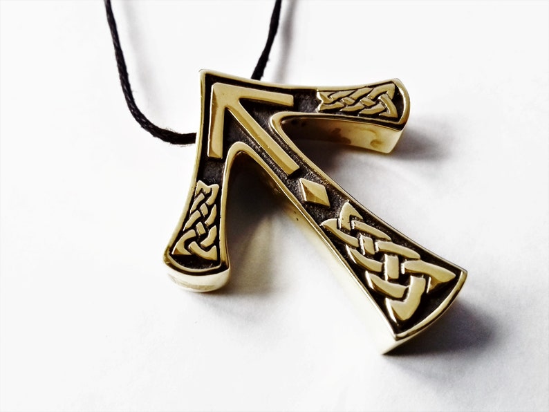 Tyr Rune Pendant Teiwaz Bronze Viking Jewelry Tiwaz Rune Etsy