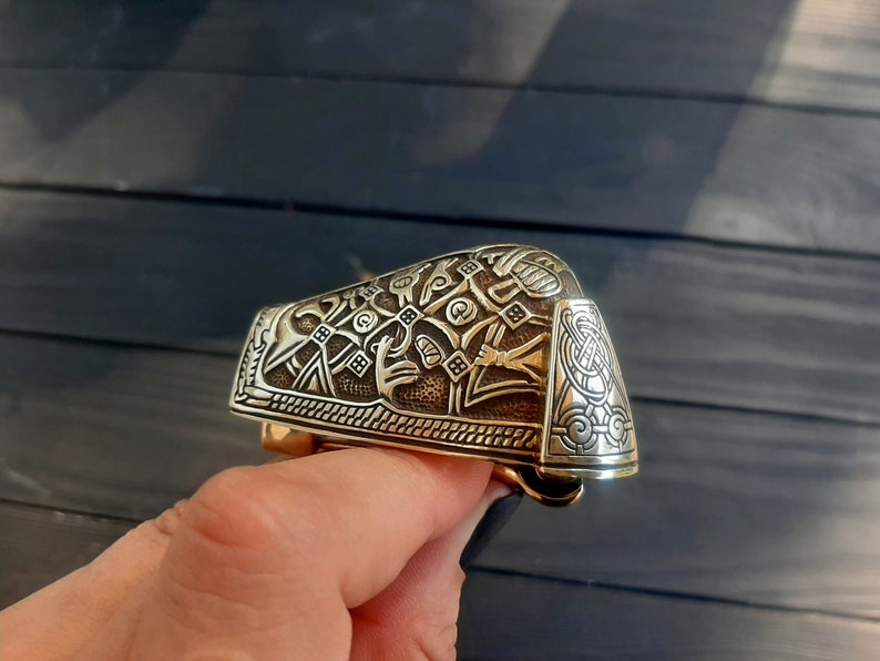 Set med 2 vikingabroscher "björnhuvud", Replika, Rekonstruktionsfibula, Djurhuvud, Medeltida, Nordisk, Hednisk, SCA-dräkt, Vikingasmycken bild 8