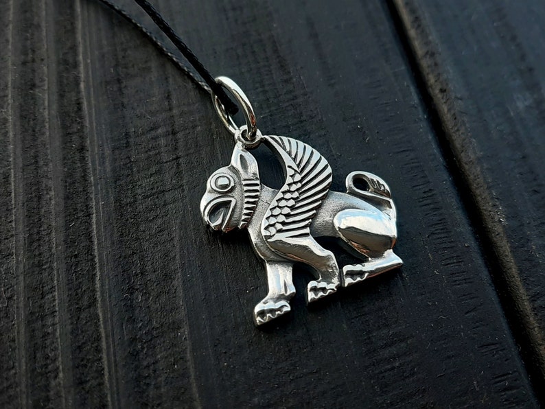 Gryphon salver pendant, Griffon, Fantasy pendant, Historical necklace, Pagan jewelry, Replica, Griffin medieval, Mythical lion, SCA, Slavic image 9