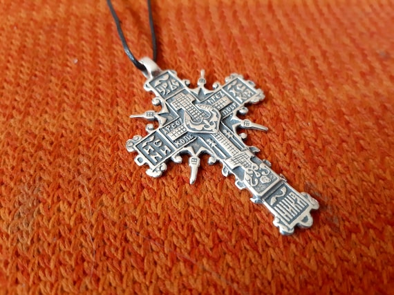 Silver Cossack Cross, Pectoral Cross Pendant 18th Century