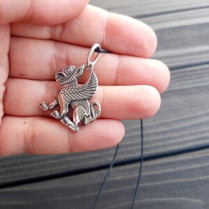 Gryphon salver pendant, Griffon, Fantasy pendant, Historical necklace, Pagan jewelry, Replica, Griffin medieval, Mythical lion, SCA, Slavic image 7