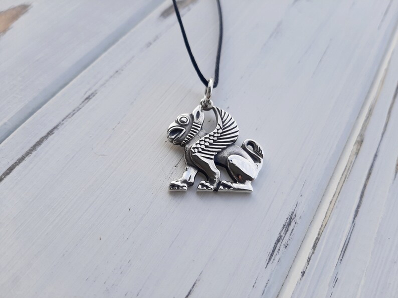 Gryphon salver pendant, Griffon, Fantasy pendant, Historical necklace, Pagan jewelry, Replica, Griffin medieval, Mythical lion, SCA, Slavic image 5
