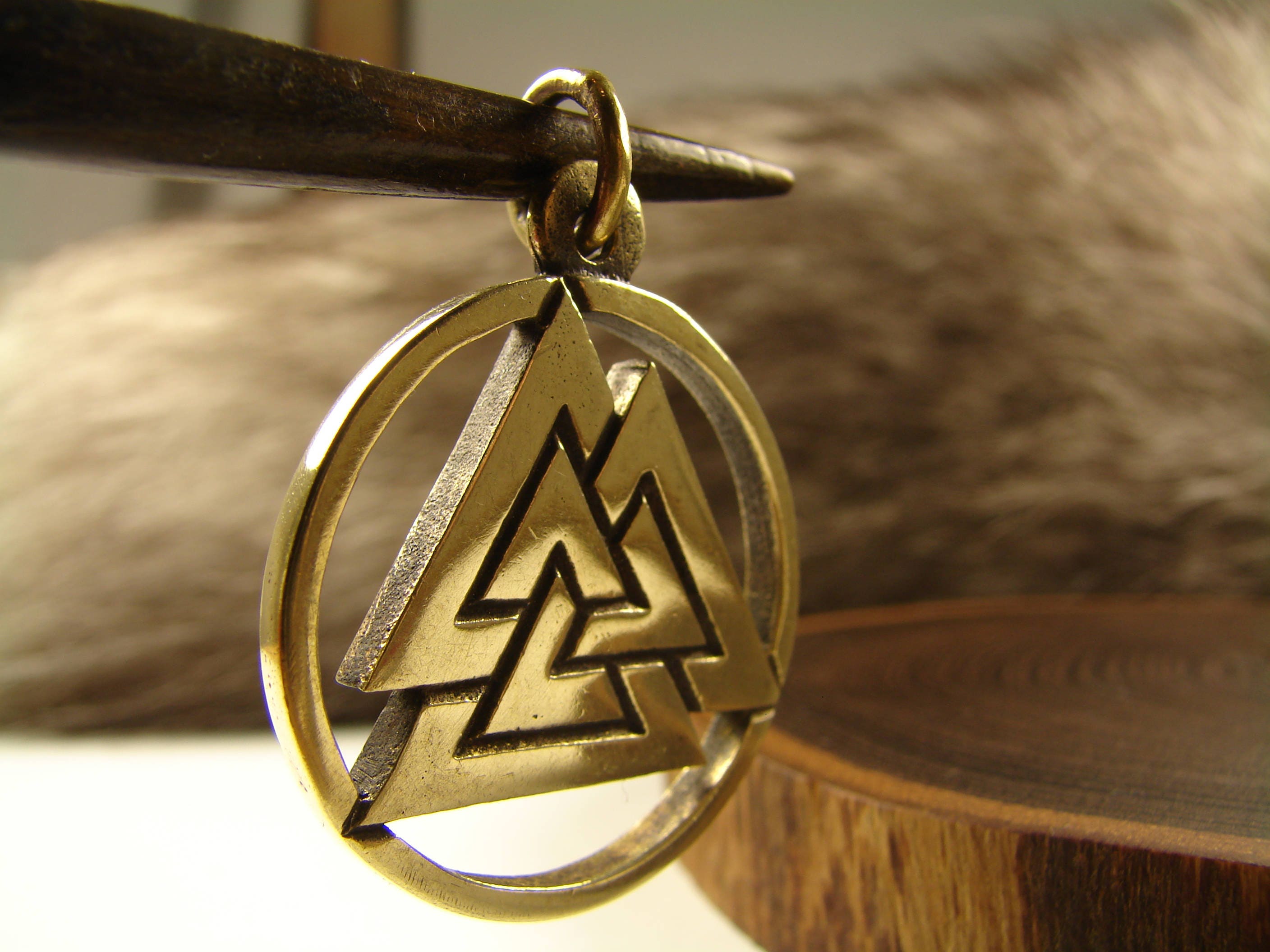 Valknut bronze pendant Viking jewelry Norse Scandinavian  Etsy