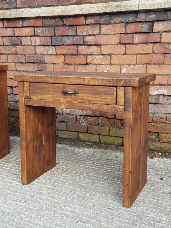 Rustic Reclaimed Wood Desk With Draw Bedroom Table Bedside Draws Side Tables Draw Unit Solid Wood