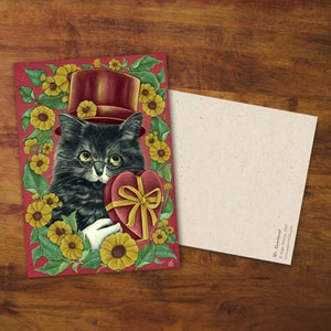 Carte postale "M. Gentlecat" - Carte, Cadeau, Saint-Valentin, Courrier escargot, Correspondant, Carte d'amour, Chat mignon, Coeur, Amour, Gentleman