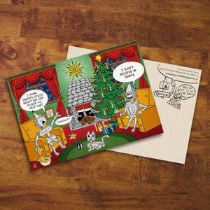 Weihnachtskarte "A Very Robotopian Christmas" - Geschenk, Karte, Zeichnung, Retro, Weihnachtsgruß, Weihnachten, Roboter