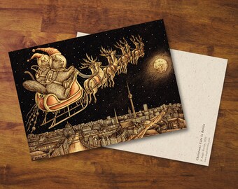 Christmas Cat Postcard &quot;Christmas Cats in Berlin&quot; - Gift, Card, Greeting Card, Stationery, Snail Mail, Merry, Holiday Season, Cute Card, Pet