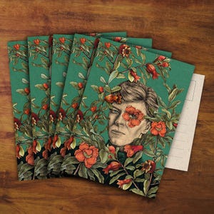 5x Cartolina "Il colore dei melograni" - David Bowie, Arte, Biglietto, Disegno, Regalo, Posta ordinaria, Musica, Biglietto di auguri, Amico di penna, Decorazione murale