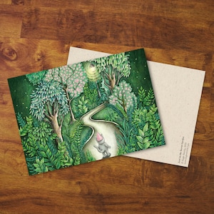 Postkarte "Lost in the Secret Garden" - Geschenk, Karte, Natur, Garten, Lustige Karte, Haustier, Katzen, Illustration, Katzenkarte