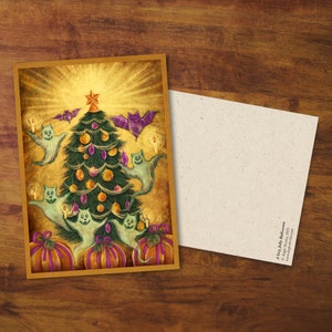 Carte de voeux "A Very Jolly Halloween" - Cadeau, Carte, Noël, Saison des fêtes, Carte postale, Courrier postal, Halloween, Chats, Art de chat, Illustration